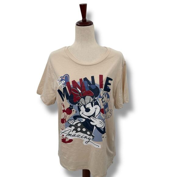 NEW Disney Minnie Mouse Graphic Tee Size Large Sand Beige Mickey Mouse T-Shirt - Picture 1 of 7
